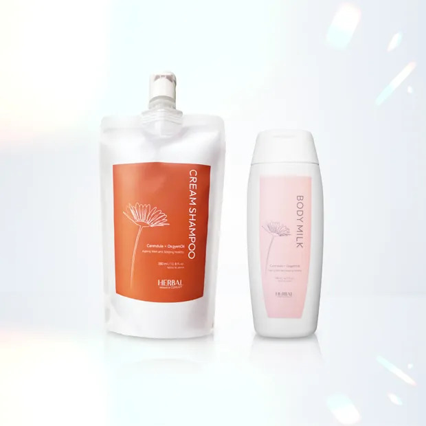 【15％OFF特別セット価格】ハーバルクリームシャンプー380ml+ハーバルボディミルク